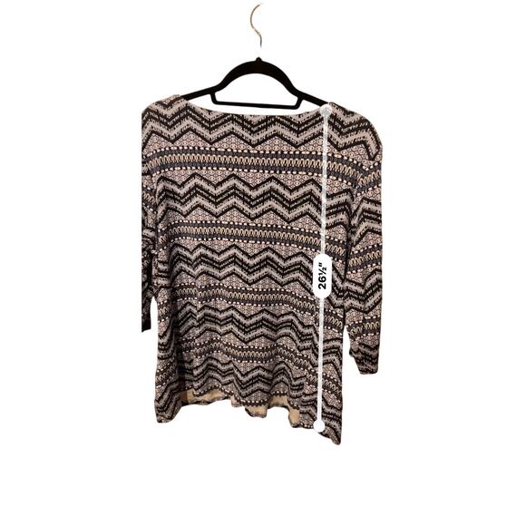 Kim Rogers Navy White Geometric Print Top 1X 100% Cotton Short Sleeve - Picture 8 of 8